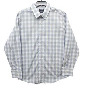 Stantt Men's Large Dress Shirt Blue Gray Plaid